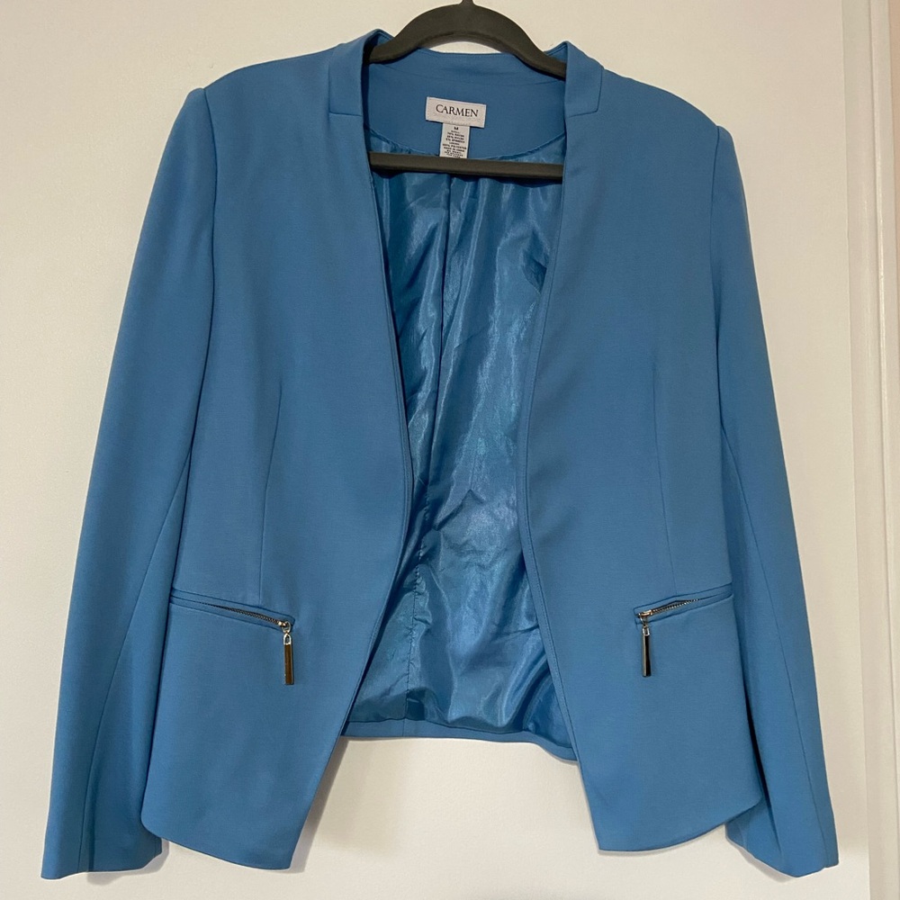 Carmen Marc Valvo Vibrant Blue Blazer with Pockets